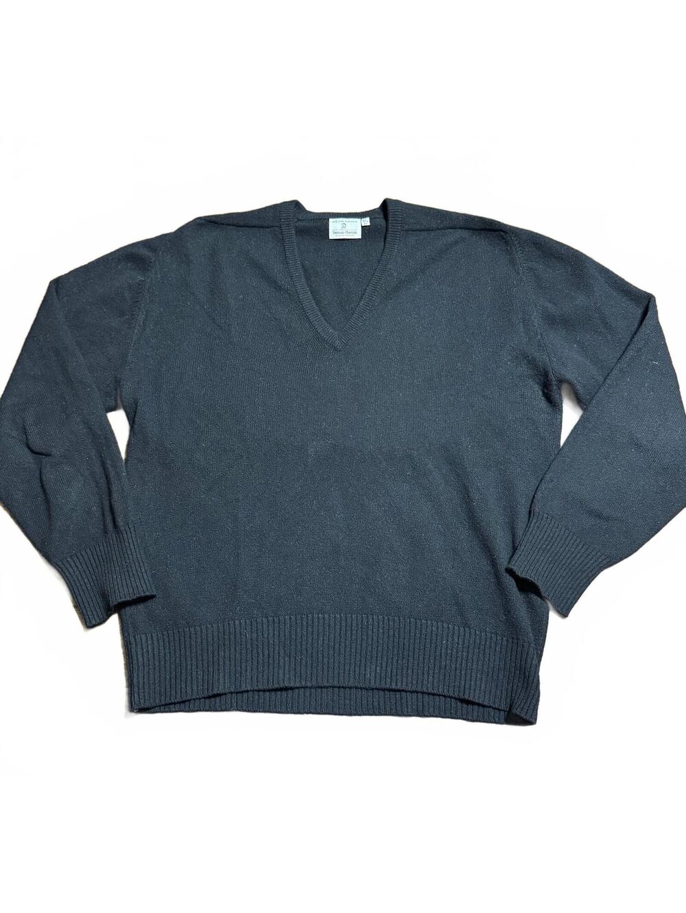 Vintage Neiman Marcus Mens 100% Pure Cashmere Sweater 42 Black V Neck Scotland